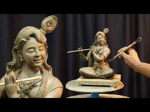 Making Lord Krishna murti with clay | krishna ji ki murti kaise banaen | clay art