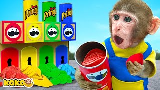 Series Of Pringles Potato Chips: Monkey Koko Try To Pringles Vending Machine | KUDO KOKO CHANNEL