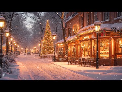 Christmas Jazz Instrumental Music 🎄 Cozy Christmas Coffee Shop Ambience & Snowy Holiday Atmosphere