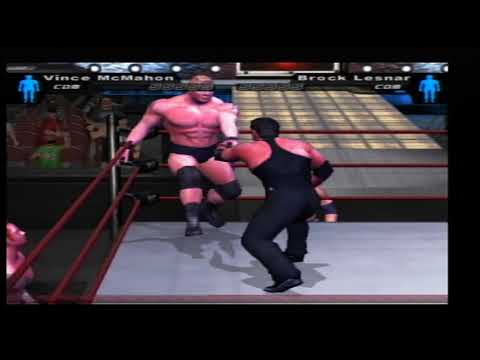 WWE Smackdown Here Comes The Pain - Brock Lesner Vs Vince McMahon - LumberJack Match