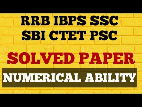 #myexamcoaching  #quantitativeaptitude #numericalability #ibps #rrb
NUMERICAL ABILITY