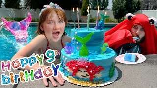 ADLEYS 9th MERMAiD BiRTHDAY!!  Party in the Deep Sea with Mermaids.. Hermit Crabs.. and Magic Powers