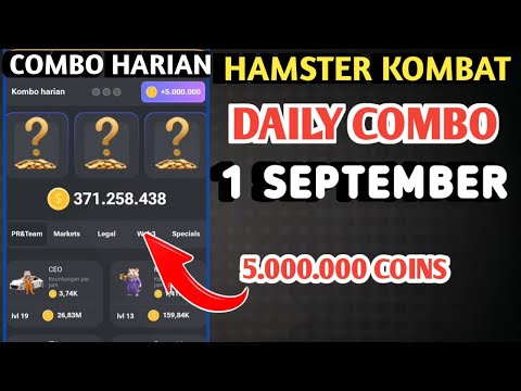 COMBO HARIAN HAMSTER KOMBAT HARI INI 1 SEPTEMBER 2024 | HAMSTER KOMBAT DAILY COMBO TODAY CARDS