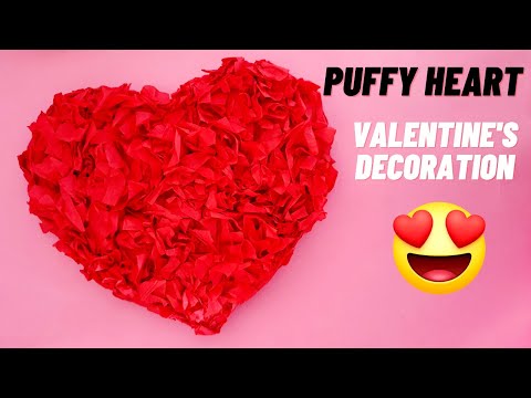 crepe paper puffy heart | valentine's day crafts | diy valentines decor