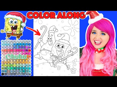 Color SpongeBob & Patrick Christmas Picture With Me | COLOR ALONG WITH KIMM