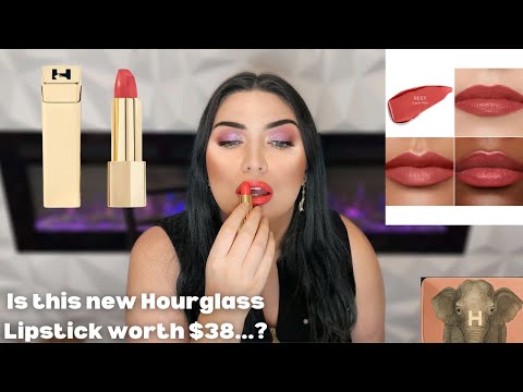 HOURGLASS UNLOCKED SATIN CREME LIPSTICK REVIEW / Try-On