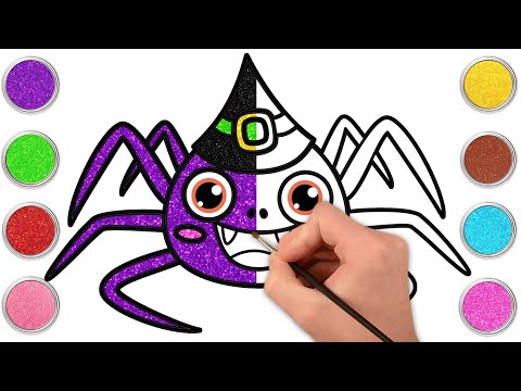 How To Draw A Glitter Halloween Spider | Drawing, Coloring For Kids