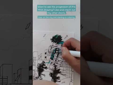 Tracing the city and applying colors to Deku on this My Hero Academia fan art timelapse. #fanart