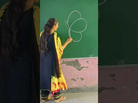 Easydrawing of butterfly for kids#board and chalk art#creativity#calligrapy #punjabimaboli #viral #