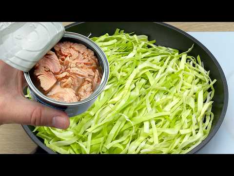 Cabbage with canned tuna tastes better than meat! Easy cabbage recipe! # 228