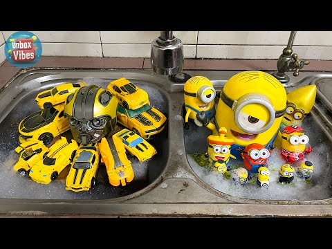 Weird? Satisfying with Unboxing DESPICABLE ME 4 & Bumblebee TRANSFORMERS Toys in Kitchen Sink