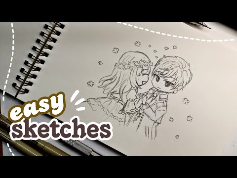 cute easy characters boy and girl sketches ✨ random chibies #drawing #anime