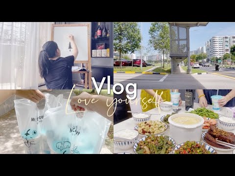 My first Weekend Vlog in Singapore: Silent Vlog / Painting 🎨/ eating good 😋