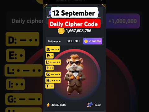 #12 September Cipher Code Hamster Kombat Today daily reward Delhi cyber code Daily Combo #shorts