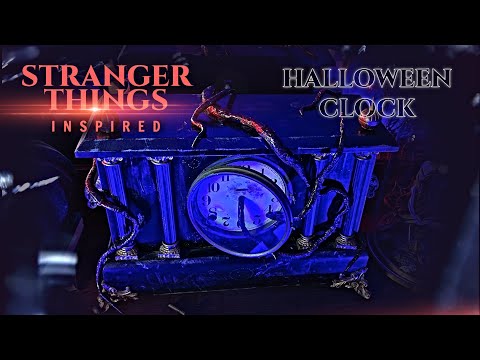 Stranger Things Inspired DIY Halloween Décor - Mantel Clock & Spider Cloche