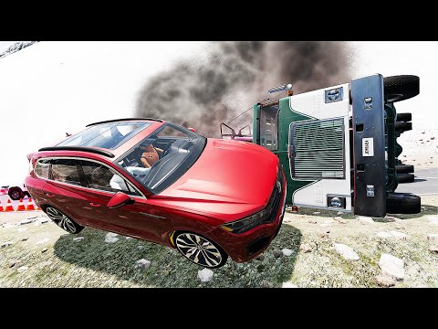 Cars VS  DANGEROUS CLİFF #17 Steep Slopes Mountain Road - Don't Stop - BeamNG Drive