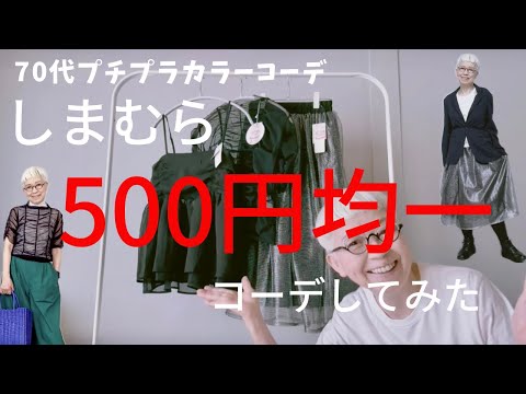 【＃45-2】（with caption）しまむらの500円均一商品でコーデしてみた。シニアファッション，60代、70代、プチプラコーデ