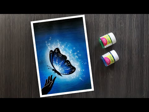 Glowing Butterfly / Easy Painting for Beginners Using Acrylic / Satisfying Art Therapy