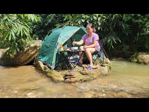 camping alone by the lake vacation