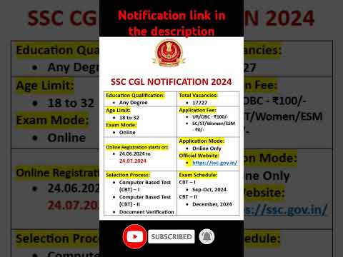 SSC CGL Notification 2024: Everything You Need to Know | SSC CGL 2024 | #ssccgl #ssc