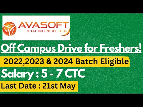 AVASOFT Hiring Freshers 2022,2023 & 2024 Batch Students | Salary : 5 - 7 CTC🔥🔥