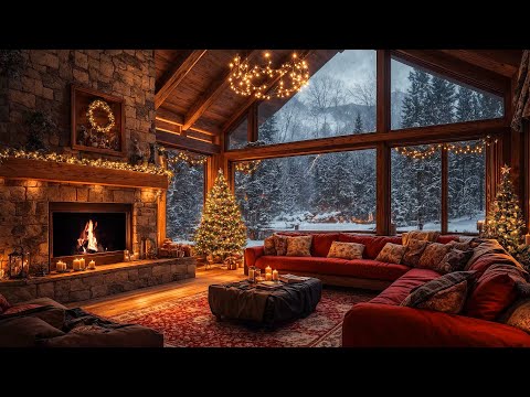 Cozy Christmas Ambience 🎄 Relaxing Christmas Jazz Instrumental Music & Crackling Fireplace Sounds 🔥