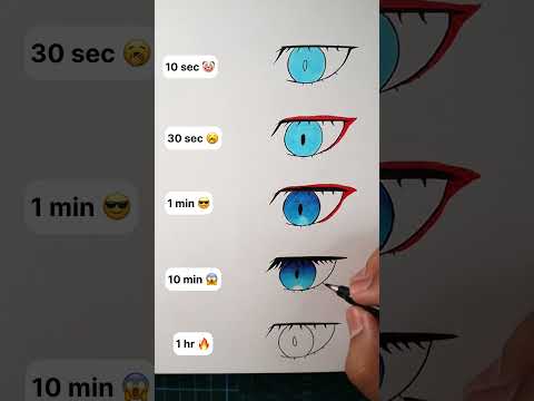 How to Draw Anime Eye in 10sec, 1min, 1hr #shorts