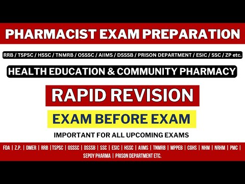 PHARMACIST EXAM PREPARATION / MHSRB / TSPSC / RRB / DMER / AIIMS / ZP / HSSC / TNMRB / PRISON etc.