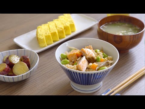 【雨水】鮭魚毛豆炊飯｜Steamed Salmon Rice with Edamame｜月薪嬌妻｜C2食光｜4K【Cooking ASMR】