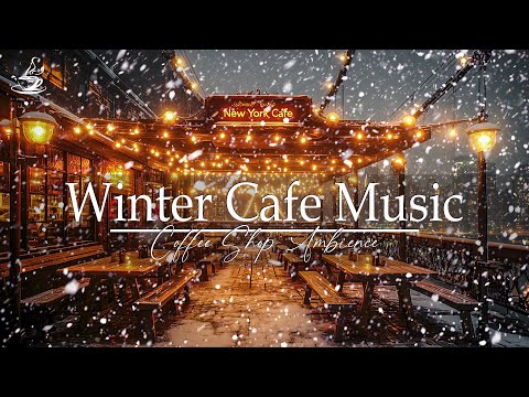 Relaxing Jazz Music❄️Winter Outdoor Cafe Ambience🎅Light Jazz Music #1