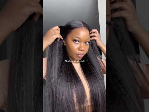 Glueless wig install #humanhairwig #kinkystraightwig #wig #wiginstall