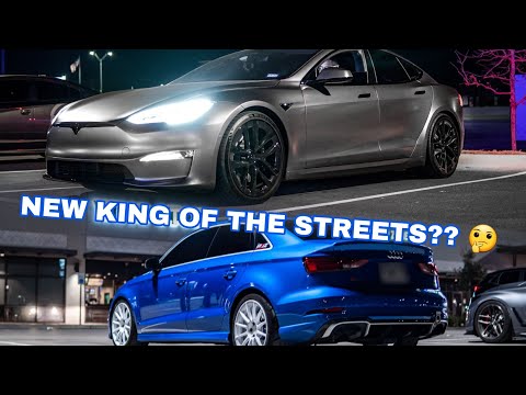 Telsa Plaid hits the streets and takes on Built IROZ RS3| 1000HP Stick Coyote| + 1000HP C7Z Corvette