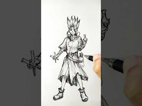 Speed drawing Stick- Dr.Stone 😳 #shorts #anime #drawing