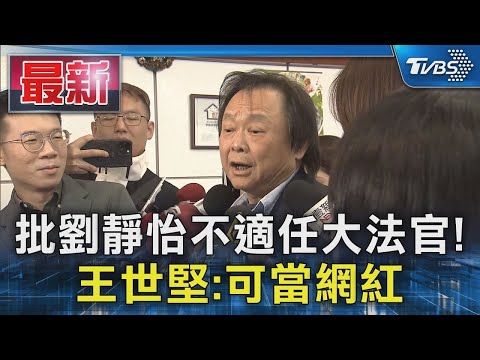 批劉靜怡不適任大法官! 王世堅 可當網紅｜TVBS新聞