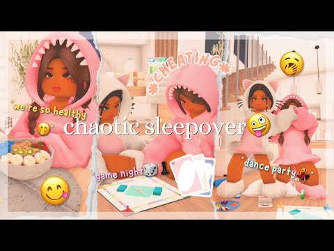 🎀 SLEEPOVER VLOG *so chaotic😭* || ft. Novalie || bloxburg vlog #bloxburg #sleepover