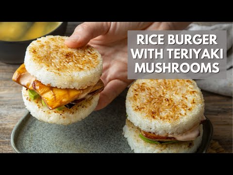 Oh SO YUMMY!! Vegan rice burger with teriyaki mushrooms