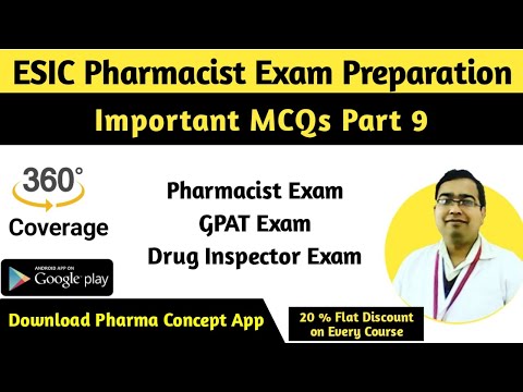 ESIC Pharmacist Exam |  UPSC Drug Inspector Exam | GPAT Exam Preparation | Important MCQs 9