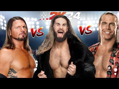 WWE 2K24 AJ STYLES VS. SETH ROLLINS VS. SHAWN MICHAELS TRIPLE THREAT ELIMINATION MATCH!