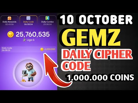 GEMZ DAILY CIPHER CODE TODAY 10 OCTOBER 2024 | GEMZ DAILY CODE TODAY | GEMZ COIN DAILY CODE