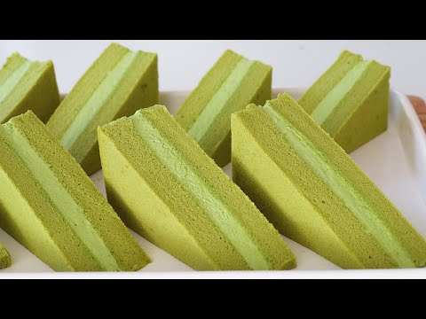 Extremely soft and moist sandwich recipe! Very delicious and easy! Green tea (Matcha) cake