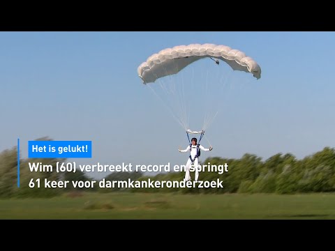 🪂 Wim (60) verbreekt record en springt 61 keer voor darmkankeronderzoek | Hart van Nederland