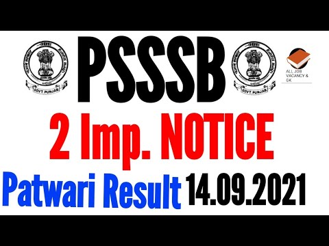 Patwari RESULT Out | PSSSB 2 Imp. NOTICE | LATEST UPDATES | PSSSB RECRUITMENT UPDATES |