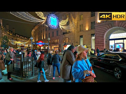 2 hours of Busy London 🎄Christmas Walk - 2024 🎅🏻 Christmas Lights and Markets Highlights [4K HDR]