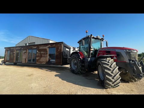 Shipping container house pulled by a tractor!!! Farm diversification holiday let walk around