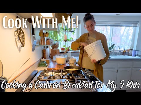 MEAL PREP & COOKING WITH CAST IRON *Breakfast for My 5 Kids* + Weekly Grocery Haul