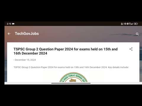 TSPSC Group 2 Question Paper 2024 – Download Shift-wise PDFs for 15th & 16th December Exams