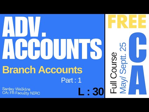 L- 30  CA Inter Adv. Accounts YT Batch May 25 , Branch Accounts - 1 Sanjay Welkins #cainter