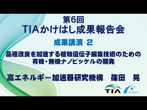 成果講演2　品種改良を加速する植物遺伝子編集技術のための有機・無機ナノピッケルの開発　篠田　晃（高エネルギー加速器研究機構）