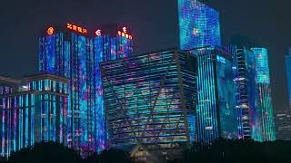 中国🇨🇳杭州，城市阳台，音乐灯光秀，China hangzhou high tech light show. amazing like a big LED TV