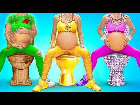 Poor vs Rich vs Giga Rich Pregnant in The Hospital! 🤰💎  COOL Parenting Hacks